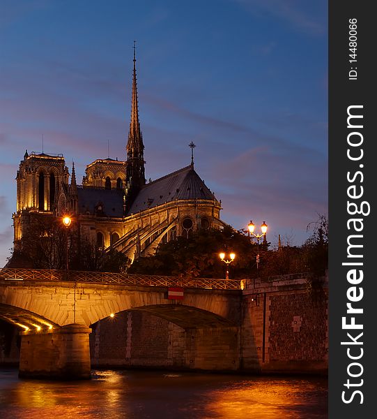 Notre Dame And Bridge, Paris, France