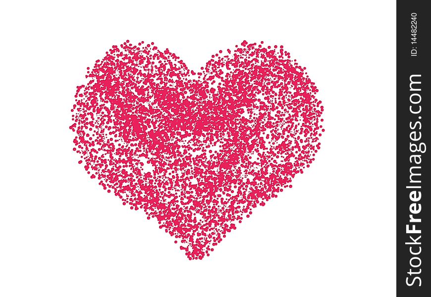 Red heart  on white  background