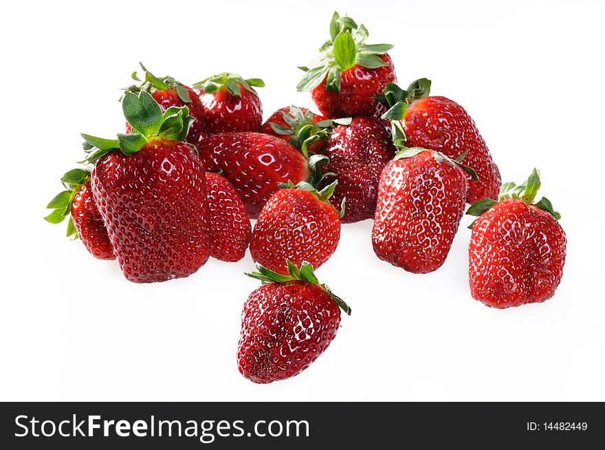 Fresh Ripe Perfect Strawberries on white