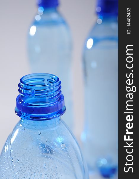 Plastic bottles with mineral water