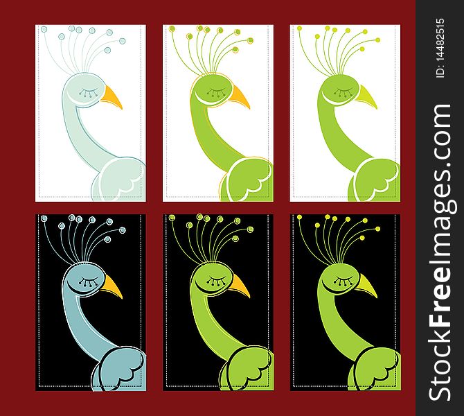 Bird decorative cards vector illustration