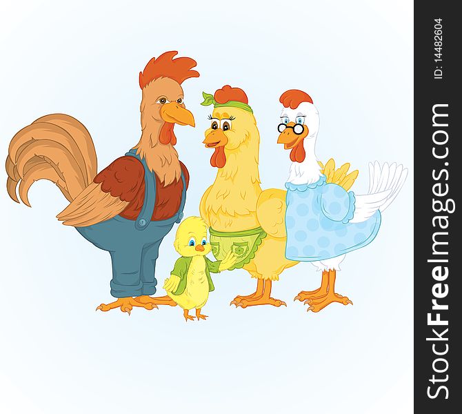 Chicken character family vector illustration. Chicken character family vector illustration