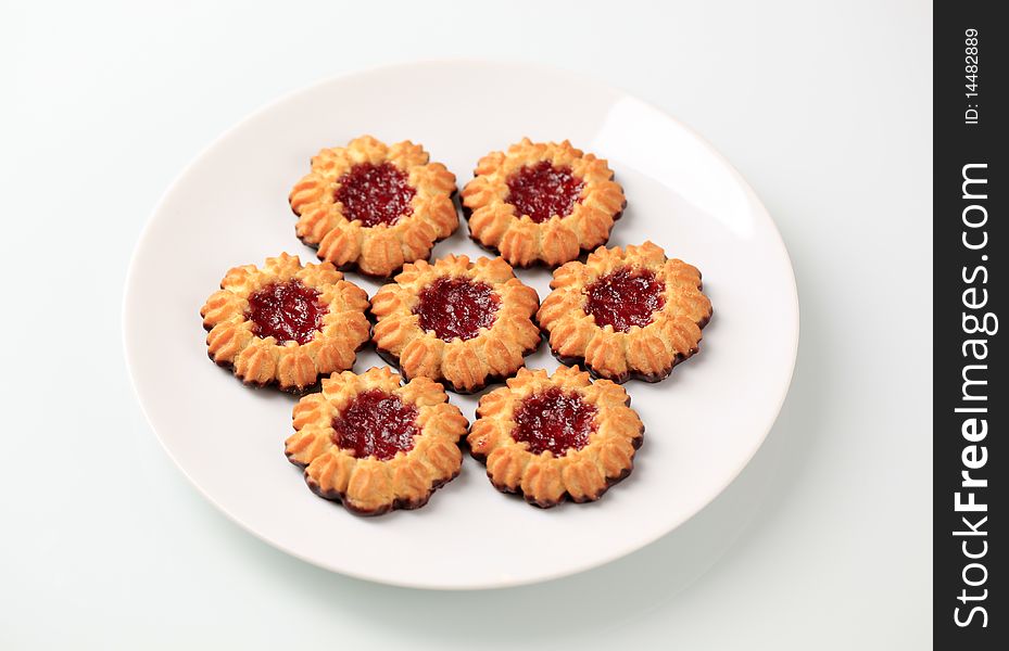 Plate of shortbread cookies with jam. Plate of shortbread cookies with jam