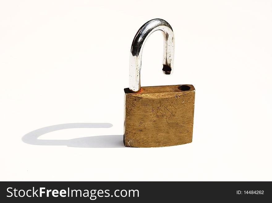 Open padlock, isolated on white with shadow. Open padlock, isolated on white with shadow.