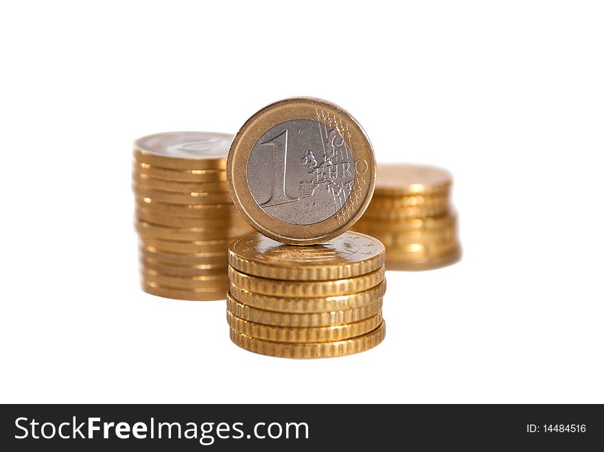 Euro Coins Isolated On White.