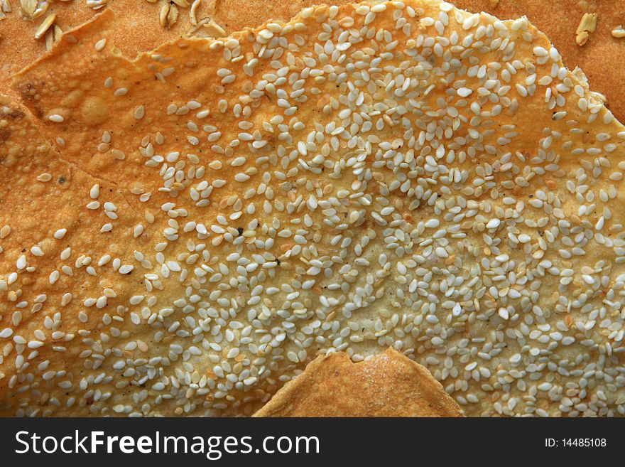 Chips of bread with seeds