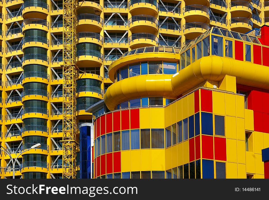 Architectural colourful facade of modern building