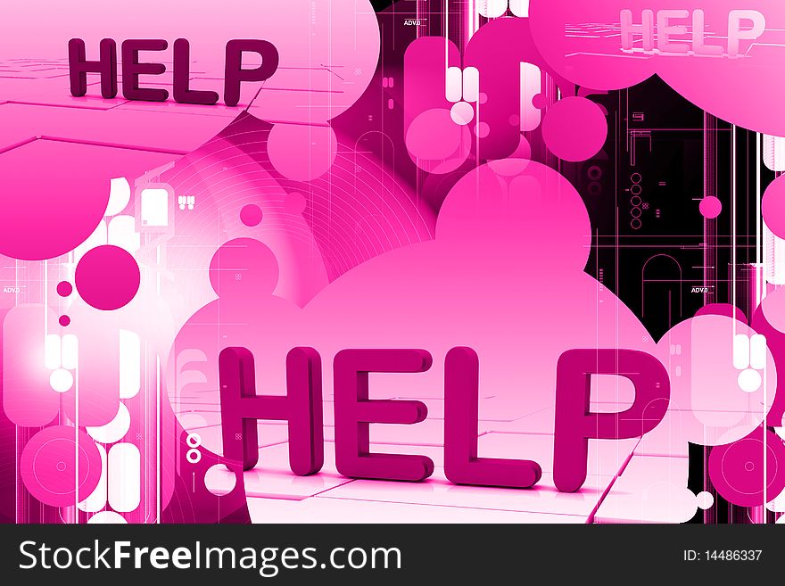 High quality rendering of help in color background