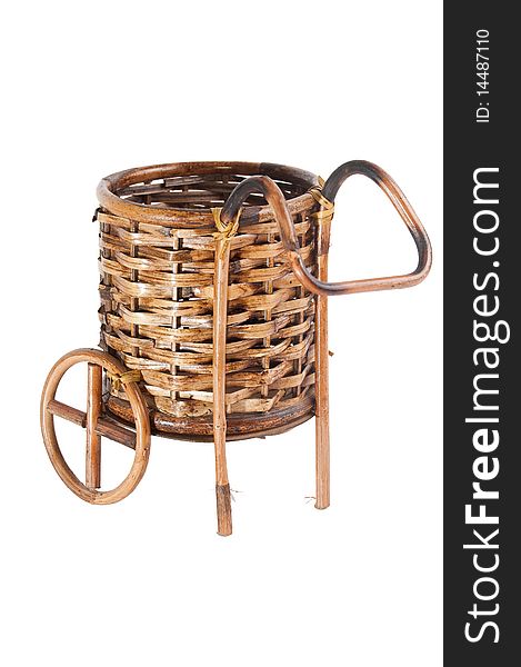 Wattled basket on white background