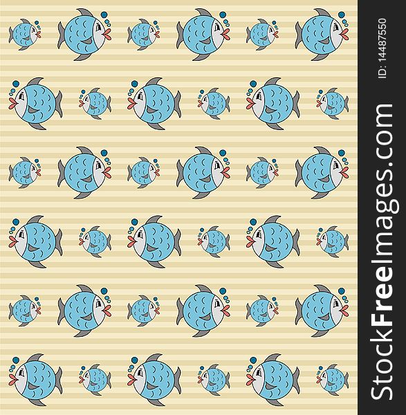 Seamless Pattern With Fishes