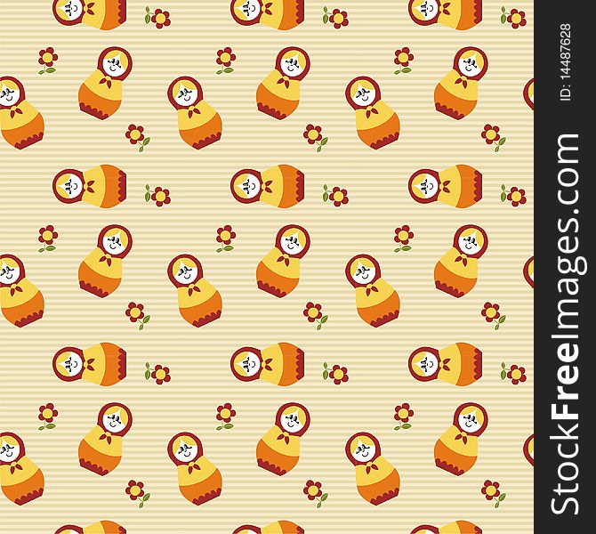 Seamless pattern with russian dolls