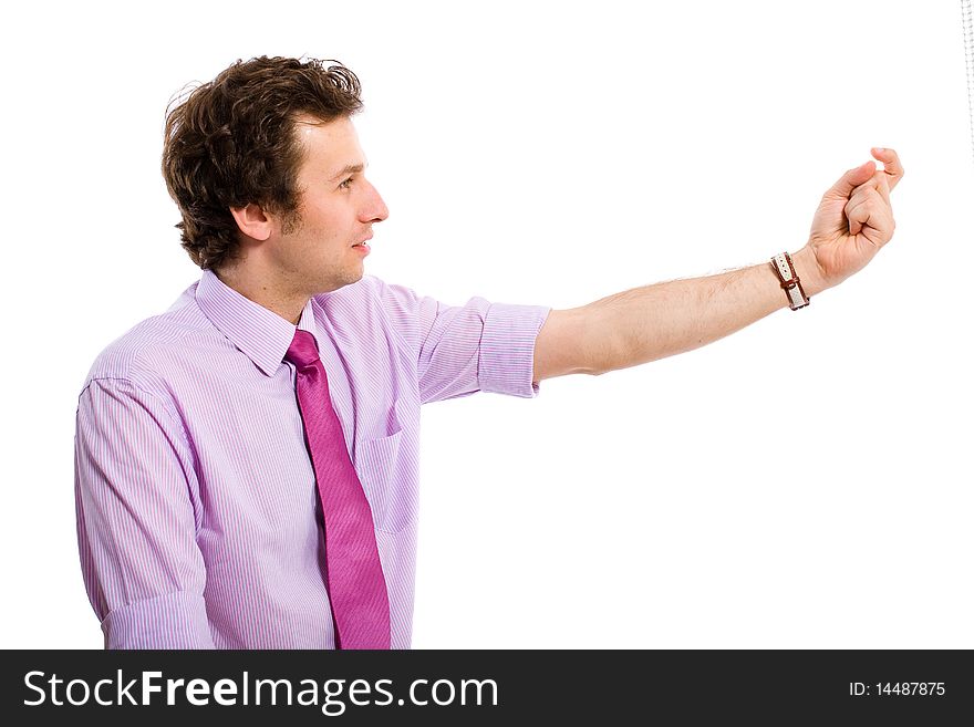 Young attractive male adult making invitation gesture using his finger, all isolated on white background. Young attractive male adult making invitation gesture using his finger, all isolated on white background