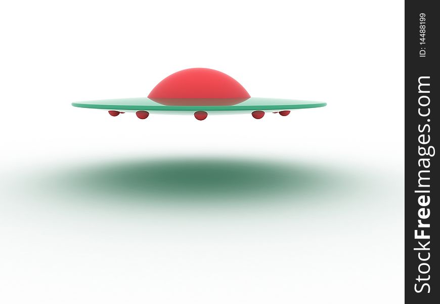 Illustration spaceship ufo on a white background