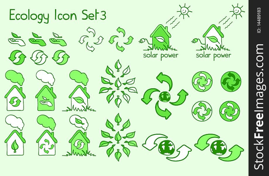 A great set of ecology icons in doodle style. A great set of ecology icons in doodle style