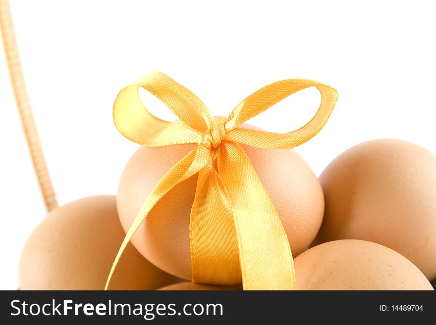 Chicken eggs in the basket