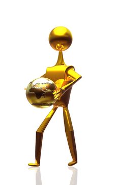3d Human Keep The Golden World In Hands Royalty Free Stock Photos 3d Human Keep The Golden World In Hands Royalty Free Stock Photos