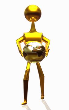 3d Human Keep The Golden World In Hands Stock Photography 3d Human Keep The Golden World In Hands Stock Photography