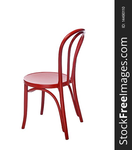 Red metal chair isolated over white background. Red metal chair isolated over white background