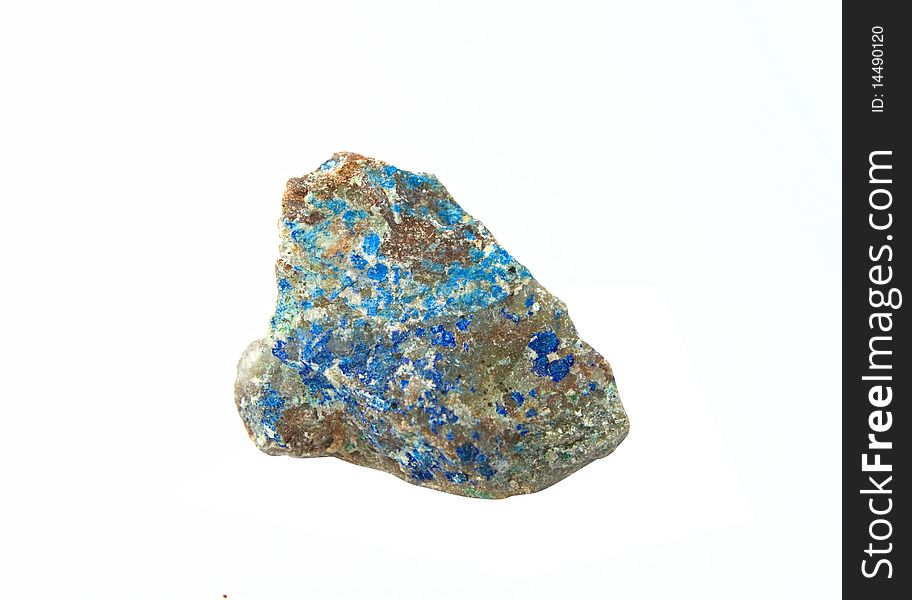 Piece of azurite isolated over white background. Piece of azurite isolated over white background
