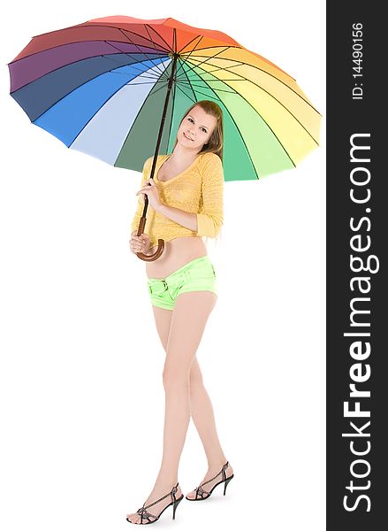 Lady Posing With Color Umbrella