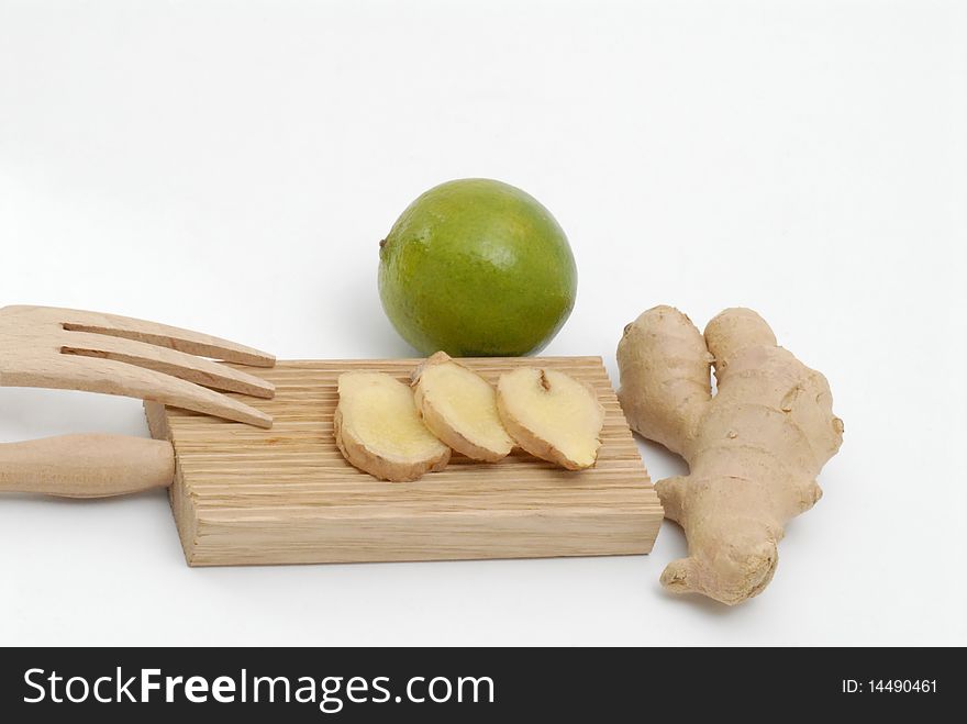 Ginger root cut into parts