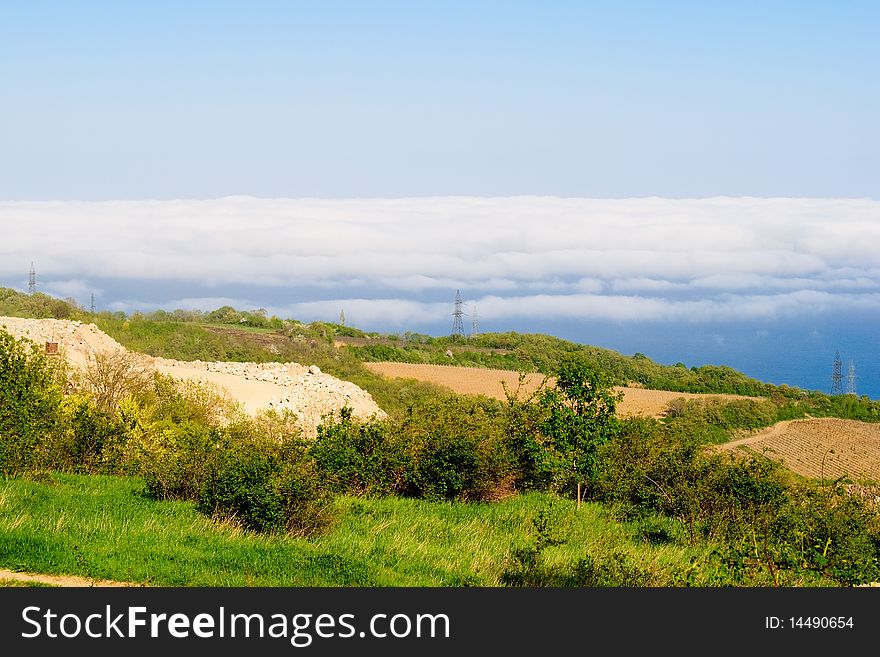 Above the clouds in the Crimea mountains