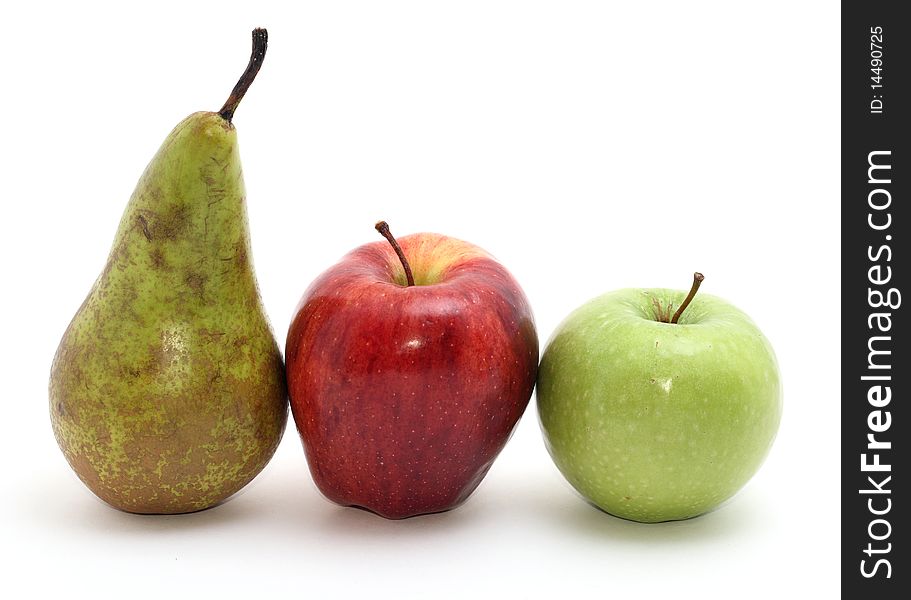 Three fruits isolated on white