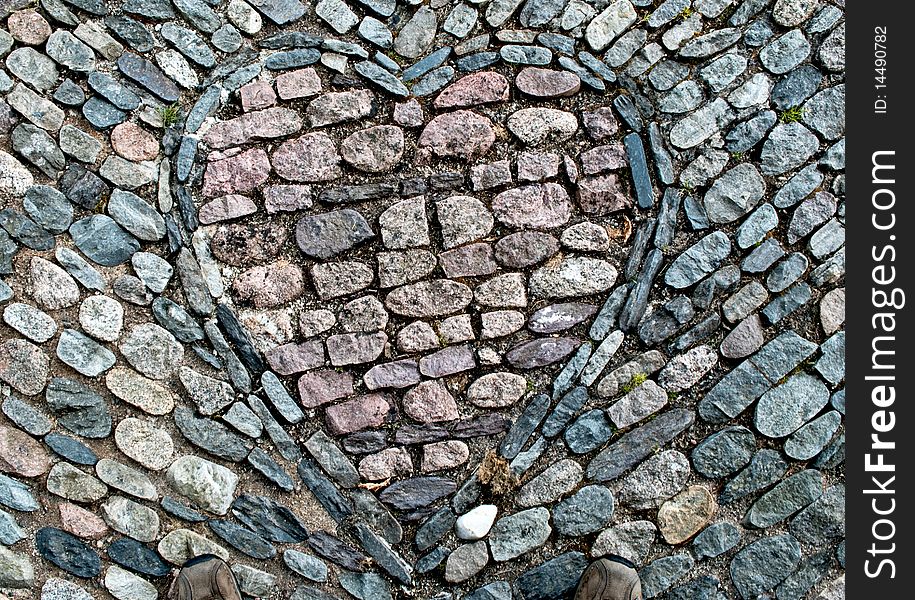 Heart mosaic made of pavement stones. Heart mosaic made of pavement stones