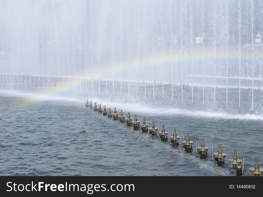 Fountain and rainbow