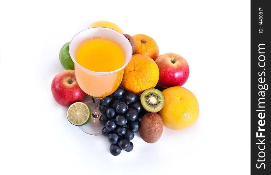 Diverse fresh fruits, isolated on white background