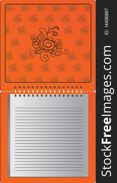 Orange Notebook With Flower Ornament