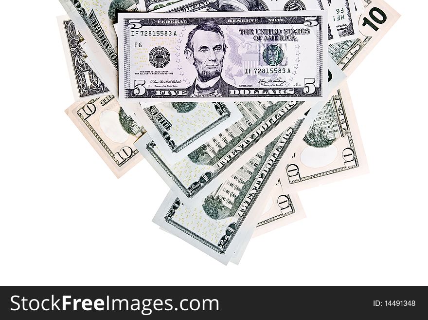 Dollar Denominations Isolated On A White Backgroun