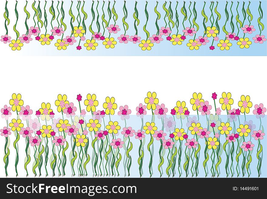 Flowers border at the white background. Flowers border at the white background.