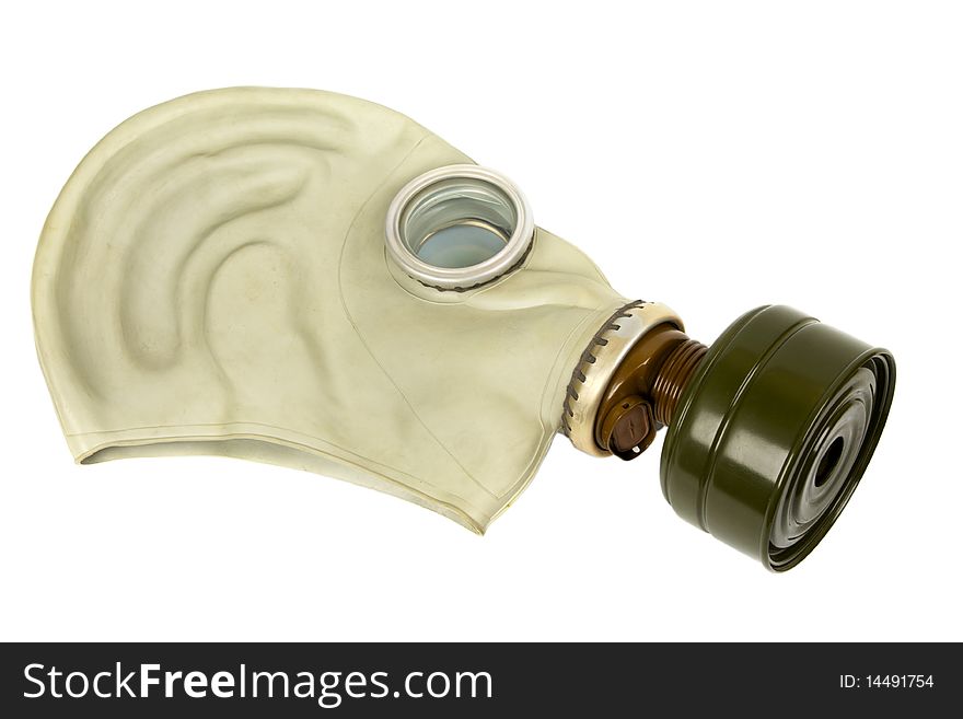 The gas mask on a white background is isolated