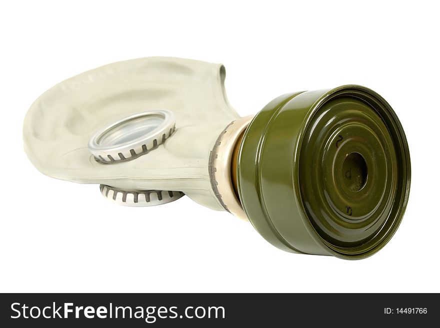 The gas mask on a white background is isolated