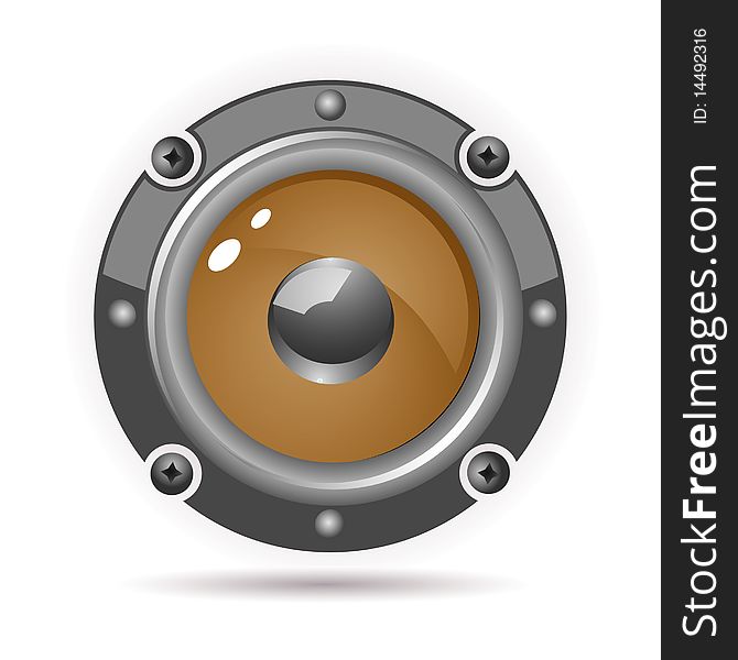 Illustration of metal speaker icon. Illustration of metal speaker icon