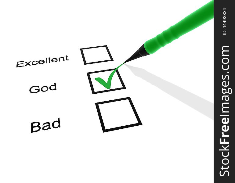 Checklist with green pencil in white background