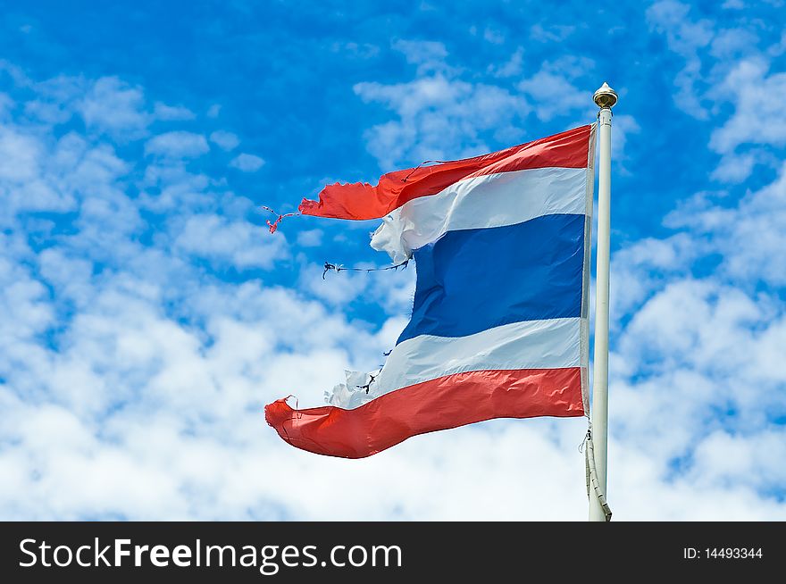 This picture is a half flag of Thailand. This picture is a half flag of Thailand