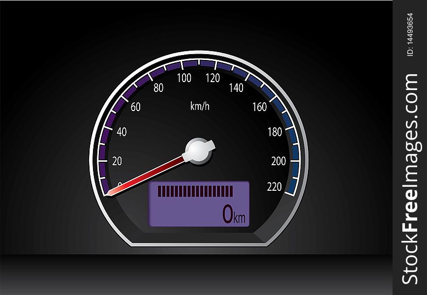 Analog speed display dashboard of a car