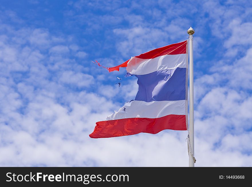 This is a half of the flag of Thailand. This is a half of the flag of Thailand