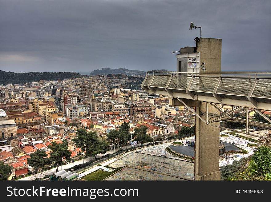 Panoramic elevator above the historic town