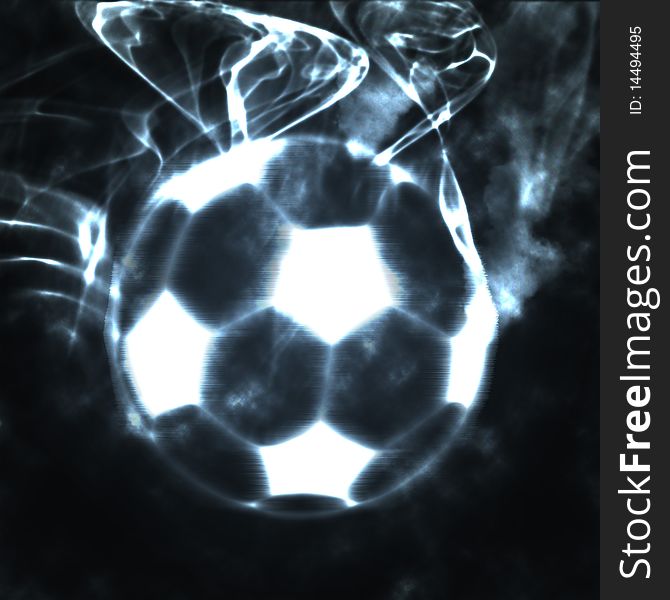 Abstract football soccer ball in the smoke. Abstract football soccer ball in the smoke