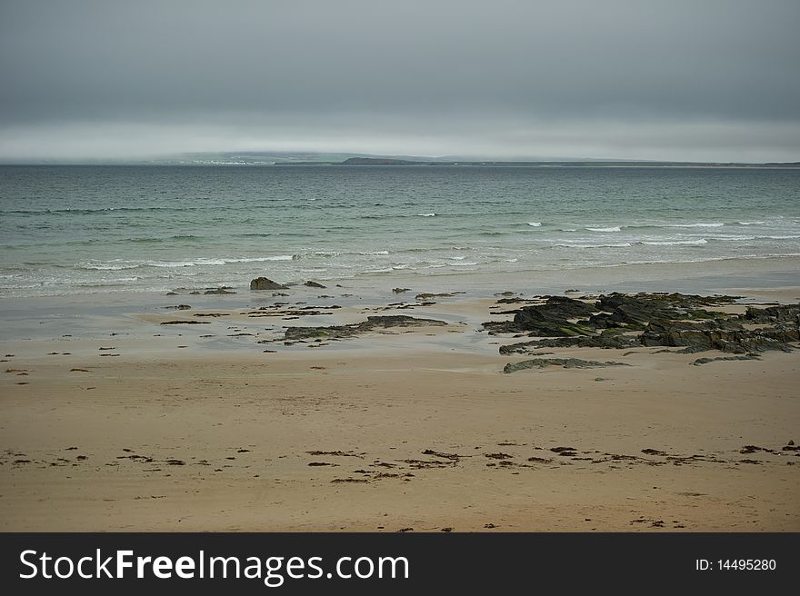 Misty beach with copy space.