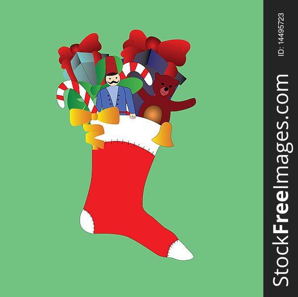 Christmas sock with gifts illustration. Contains clipping path. Christmas sock with gifts illustration. Contains clipping path