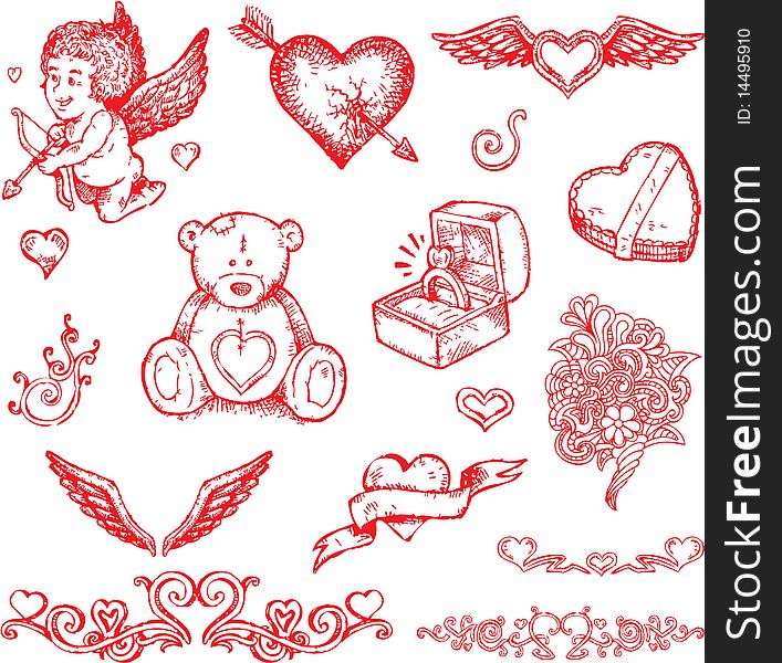 Valentine's day hand drawn vector illustration. Valentine's day hand drawn vector illustration