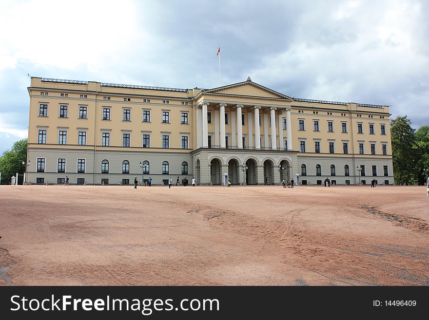 The facade of the palace of the president in the capital of norway, oslo. The facade of the palace of the president in the capital of norway, oslo