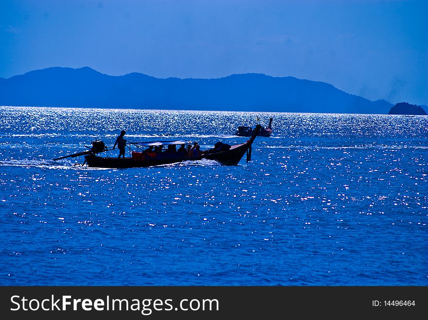 Traveling by thai longtail boat