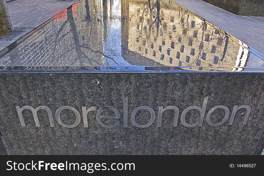 London modern fountain in a modern district. London modern fountain in a modern district