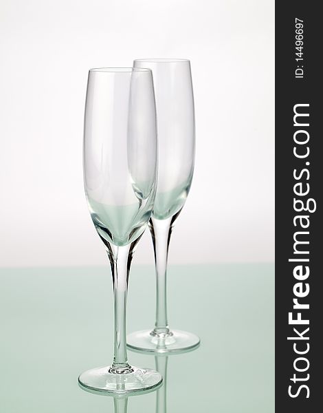 Two Champagne Flutes on a isolated background.