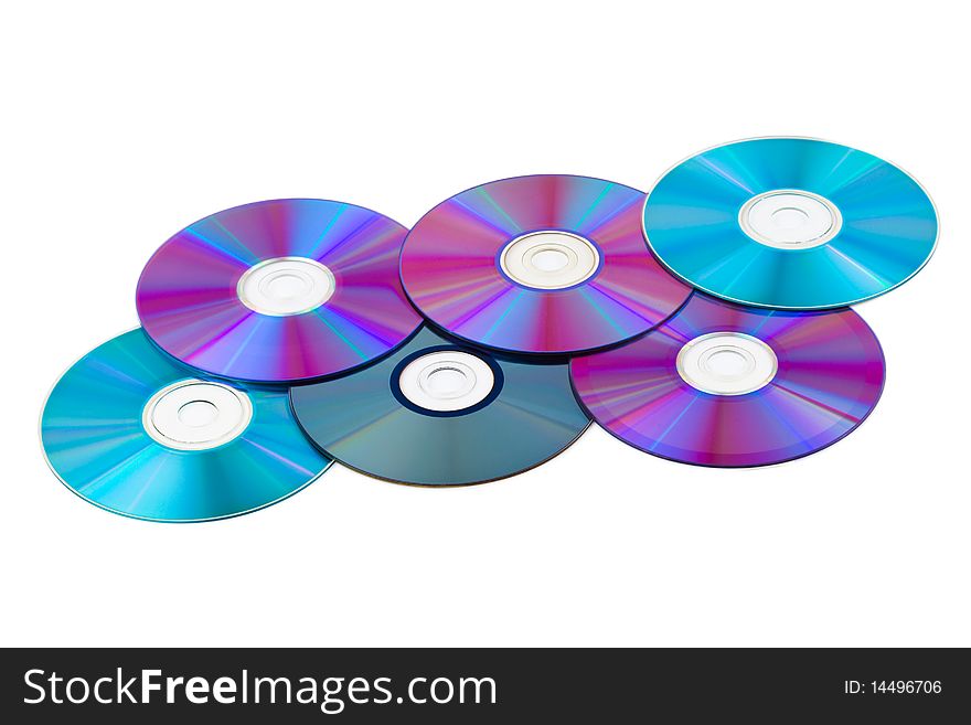 Computer disks isolated on white background